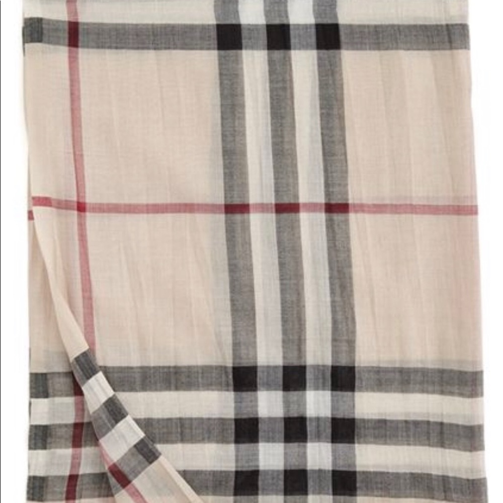 NWT New Label Burberry Check Wool and Silk Scarf